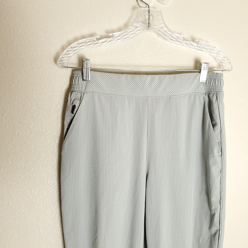 ATHLETA Joggers Green Brooklyn Striped Pinstripe Jogger Ticking Pants Sz 10 - Picture 5 of 14
